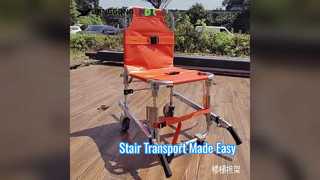 Foldable Thickened Aluminium Alloy Stair Stretcher With PVC Fabric 4 Wheels And 6 Handles