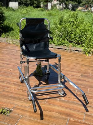 Foldable Thickened Aluminium Alloy Stair Stretcher With PVC Fabric 4 Wheels And 6 Handles