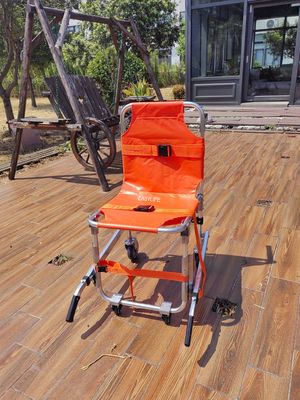 Four Wheel Aluminum Alloy Staircase Stretcher Foldable PVC Fabric For Emergency Patient Transfer