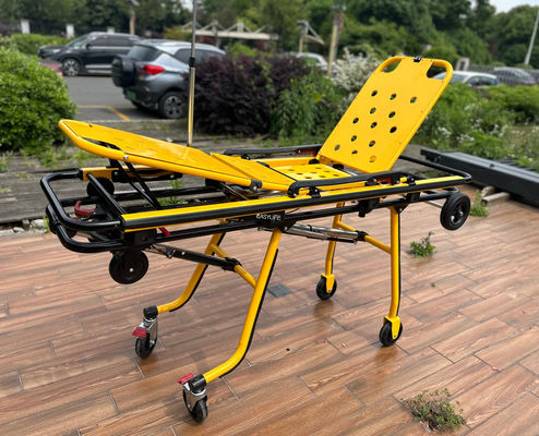 Thickened Aluminum Alloy Ambulance First Aid Stretcher With Folding Leg Mechanical Structure Height Adjustment Leg And Back Adjustment