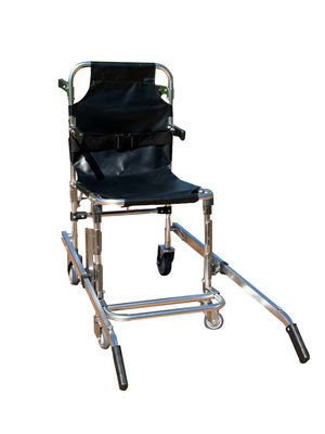 Foldable Thickened Aluminium Alloy Stair Stretcher With PVC Fabric 4 Wheels And 6 Handles