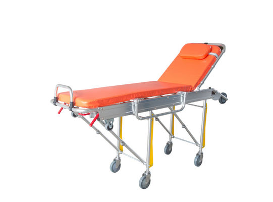 Aluminum Alloy Foldable Ambulance Stretcher Patient Transfer Height And Back Adjustable Aid Rescue