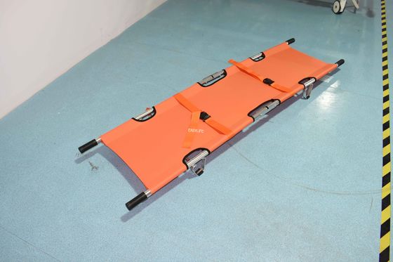 Foldable Two Fold Stretcher Aluminum for Medical Emergency with Patient Holding Strap