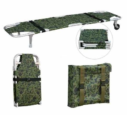Two Wheels Two Supporting Legs Four Folde Stretcher Trolley 1200D Camouflage Oxford Leather