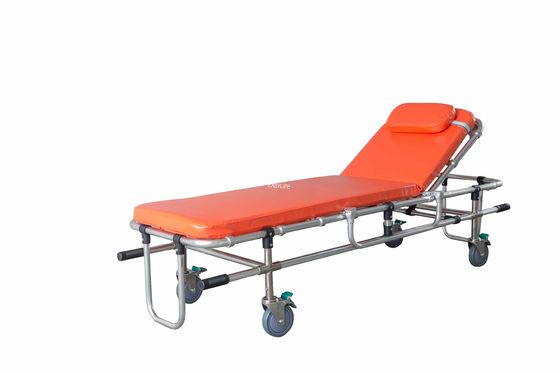 Aluminum Alloy Foldable Double-Tube Low-Position Ambulance Stretcher Emergency Rescue Trolley Back Adjustment