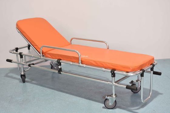 159Kg 55cm Foldable Stainless Steel Stretcher Trolley With Wheels Transfer Patient
