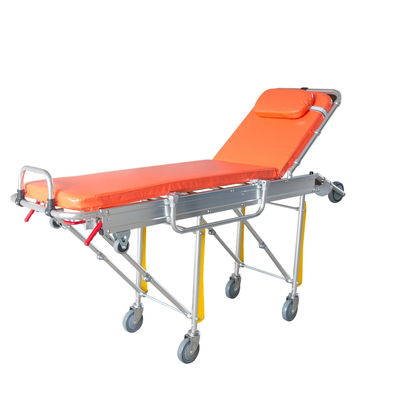 Good price Emergency Medical Loading Folding Ambulance Stretcher With Aluminum Alloy Railing online