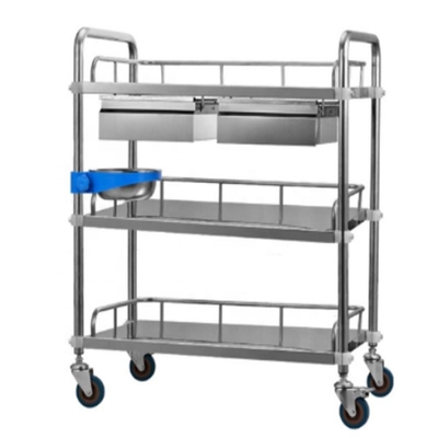 Good price Three Layers Medical Instrument Surgical Trolley Stainless Steel With Drawers online
