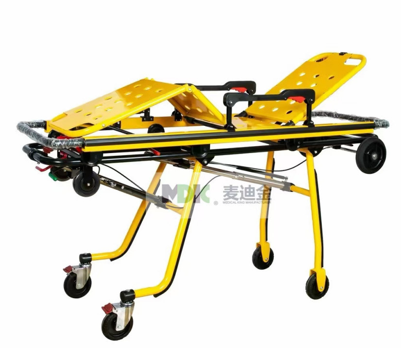 Thickened Aluminum Alloy Ambulance First Aid Stretcher With Folding Leg Mechanical Structure Height Adjustment Leg And Back Adjustment
