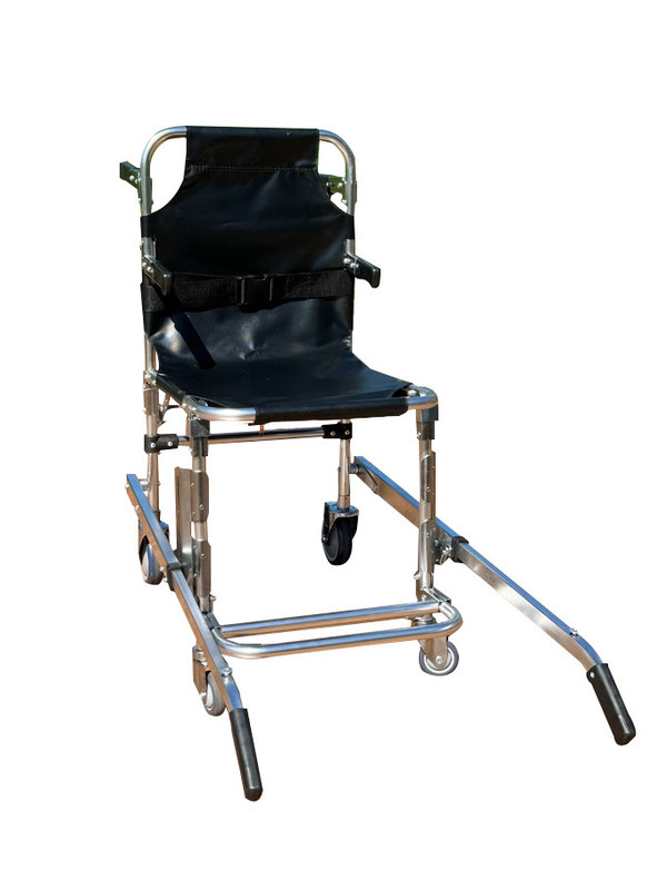 Foldable Thickened Aluminium Alloy Stair Stretcher With PVC Fabric 4 Wheels And 6 Handles