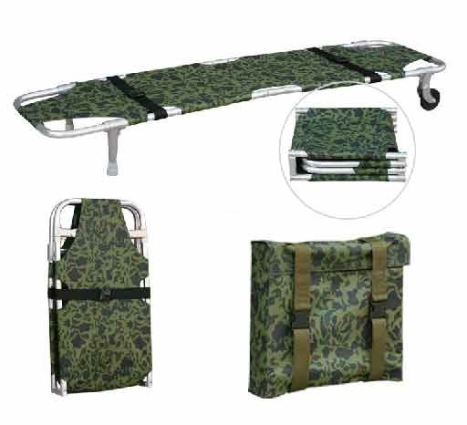 Two Wheels Two Supporting Legs Four Folde Stretcher Trolley 1200D Camouflage Oxford Leather