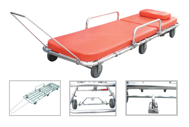 aluminum alloy ambulance stretcher trolley manual emergency stretcher cart for patient transport  With 6 Wheels