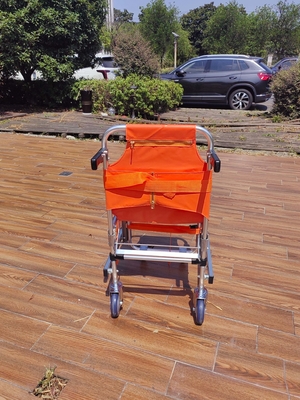 Good price Four Wheel Aluminum Alloy Staircase Stretcher Foldable PVC Fabric For Emergency Patient Transfer online