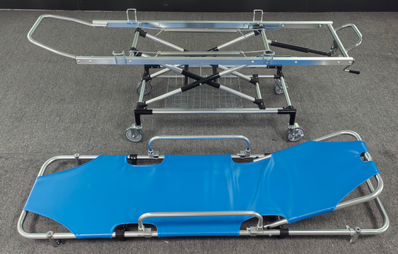 Good price Aluminium Alloy First Aid PU Leather Patient Transfer Trolley Separable Backliftable online