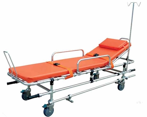 159Kg 55cm Foldable Stainless Steel Stretcher Trolley With Wheels Transfer Patient