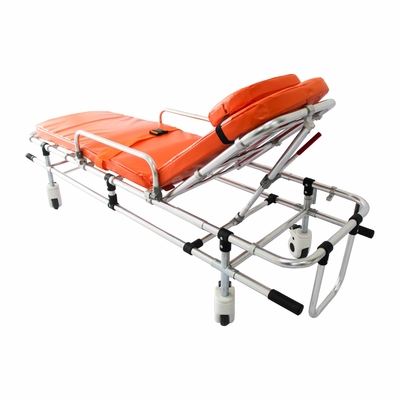 Good price Aluminum Alloy Foldable Double-Tube Low-Position Ambulance Stretcher Emergency Rescue Trolley Back Adjustment online