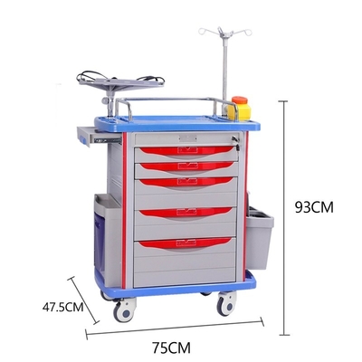 quality 190CM Anesthesia Medical Supply Cart Trolley On Wheels ABS Plastic factory